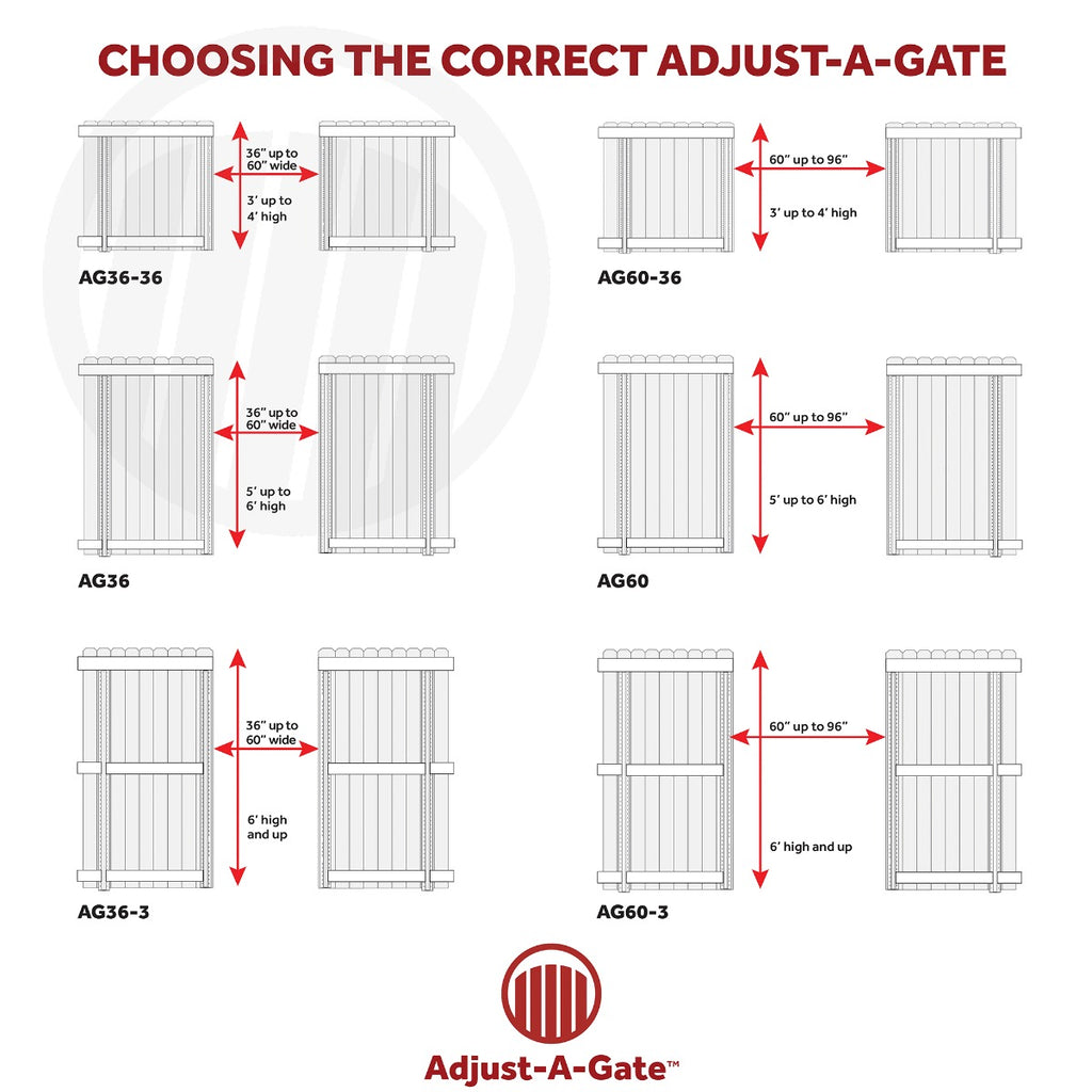 Adjust-A-Gate™ 47"H/36"-60" W Original Series 2 rail adjustable gate frame kit